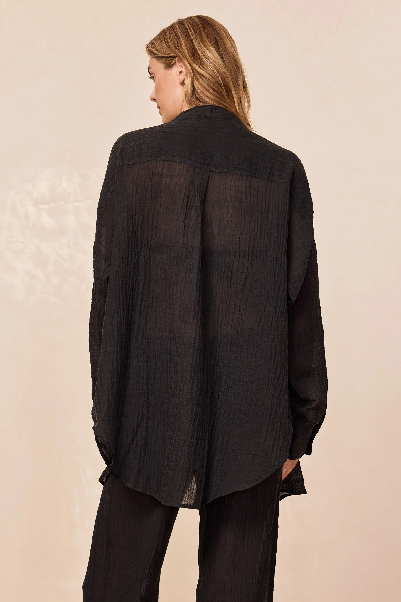 Barcelona Tunic - Black Crinkle Linen - Image 4