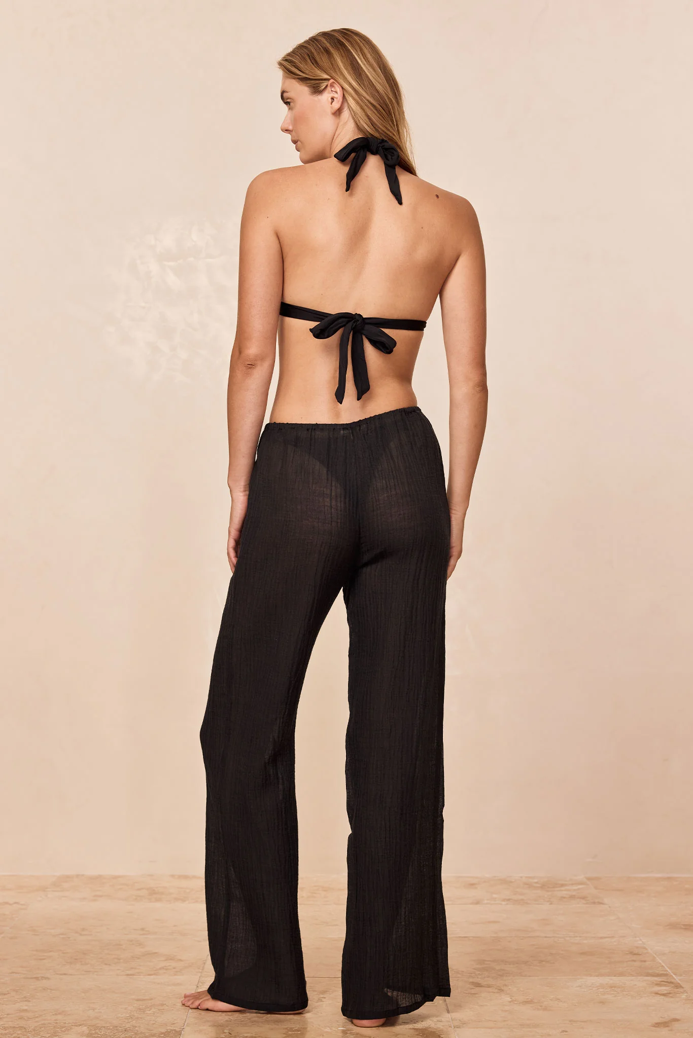 Belize Pant - Black Crinkle Linen - Image 5