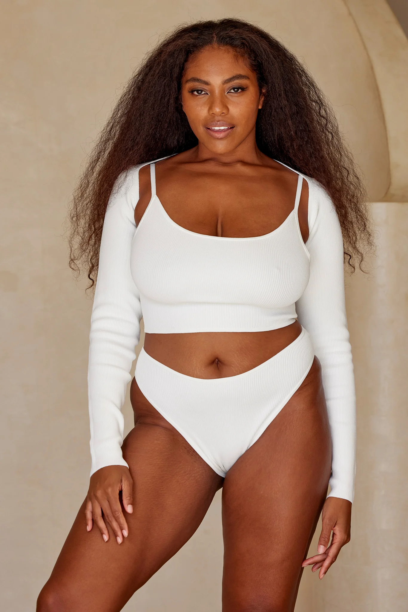 Beverly Hills Knitwear Top - White Rib - Image 15