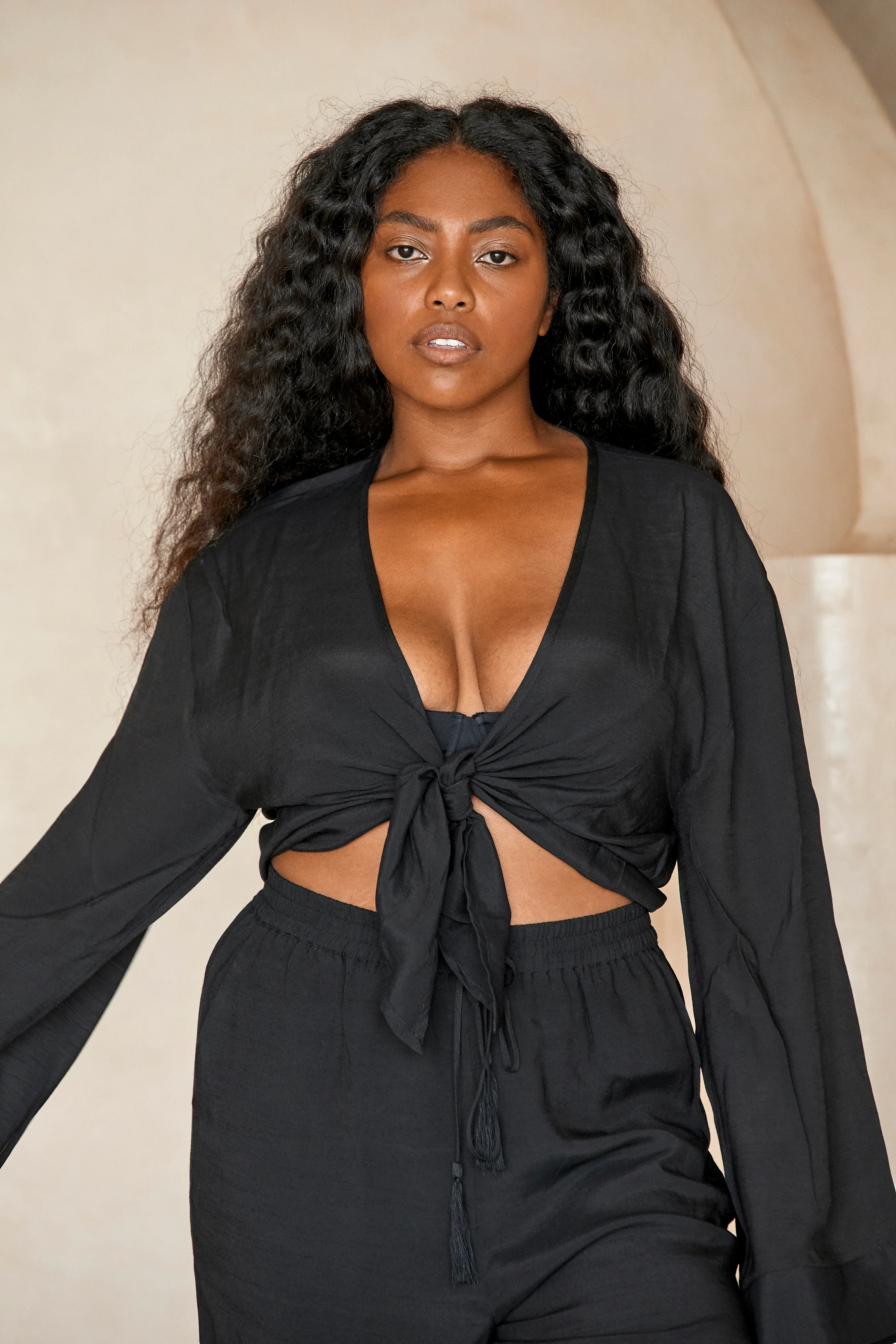 Tahiti Tie Top - Black - Image 4